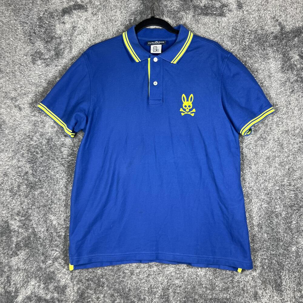 Psycho Bunny Polo Shirt Mens 5 Blue Short Sleeve Logo Collared Pima Cotton